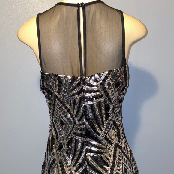 Black and silver midi sequin party dress - Picture 4 of 4